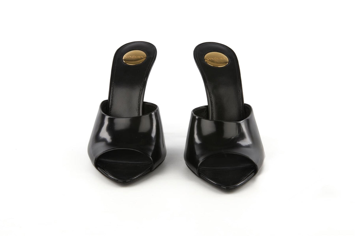 SAINT LAURENT BLACK ROMY LEATHER MULES EU 38 UK 5 US 8
