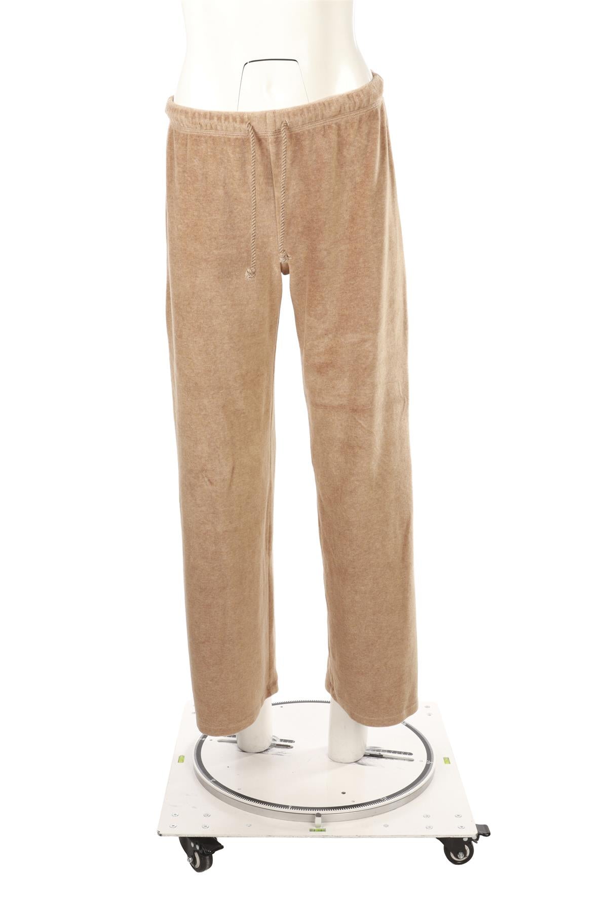 TAN VELVET WIDE LEG PANTS