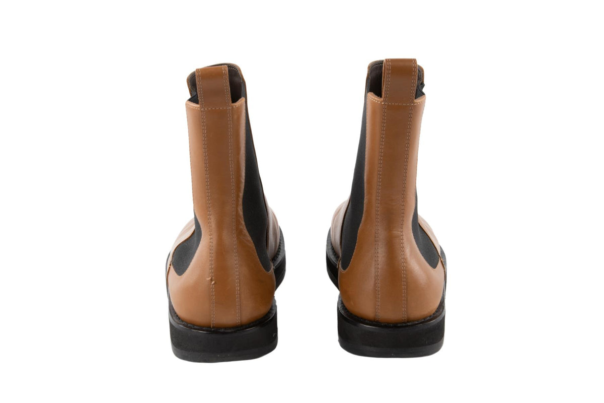 THE ROW TAN GAIA LEATHER ANKLE BOOTS EU 38 UK 5 US 8