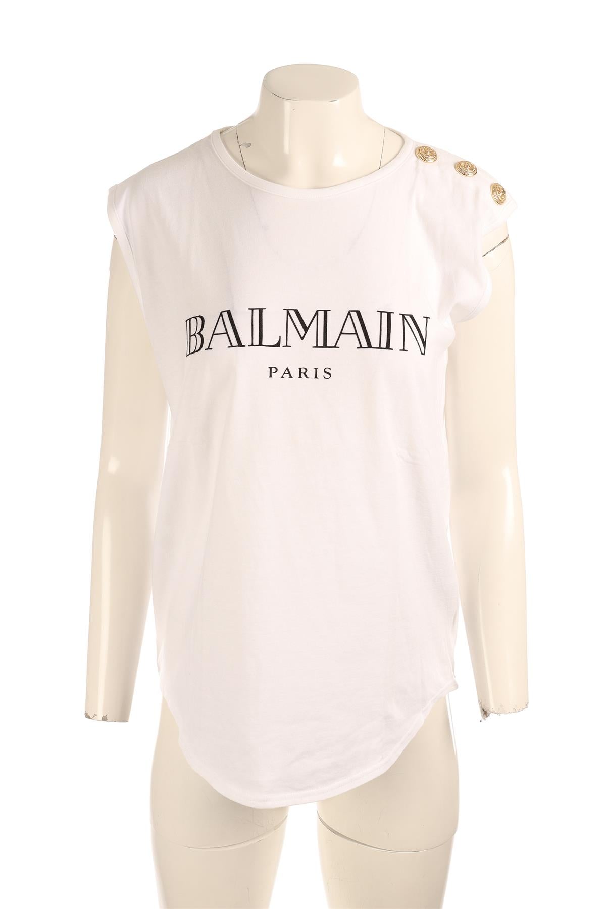BALMAIN WHITE COTTON TOP IT 42 UK 10 US 6