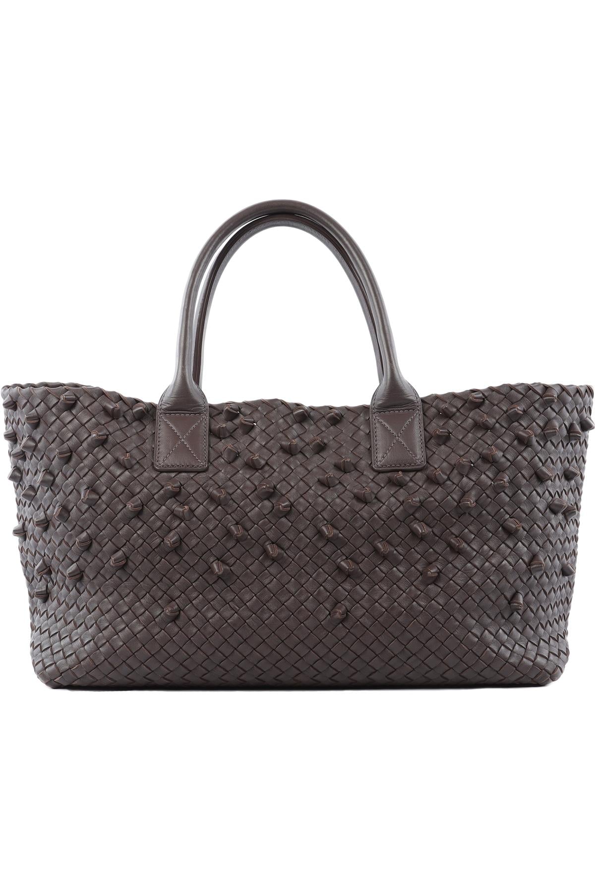 BOTTEGA VENETA BROWN CABAT MEDIUM INTRECCIATO LEATHER TOTE BAG