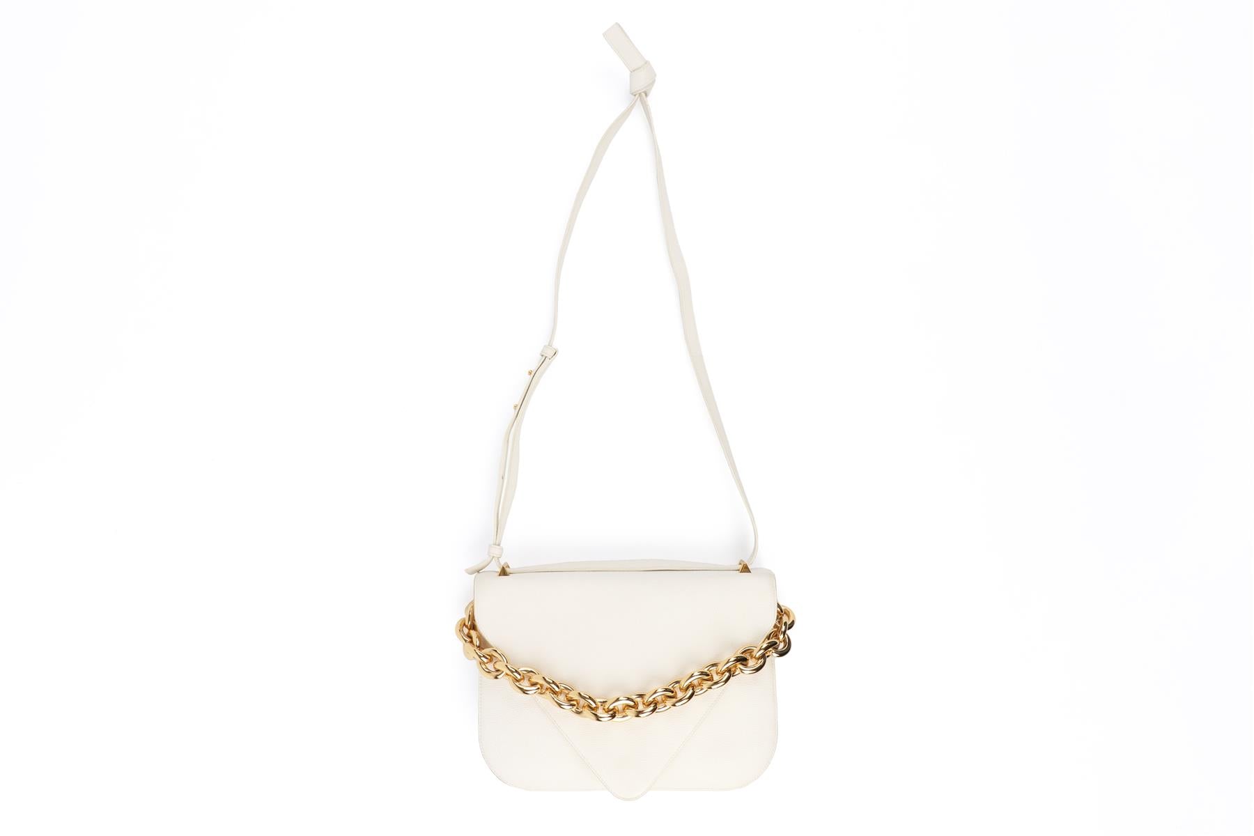 BOTTEGA VENETA WHITE MOUNT MEDIUM LEATHER SHOULDER BAG