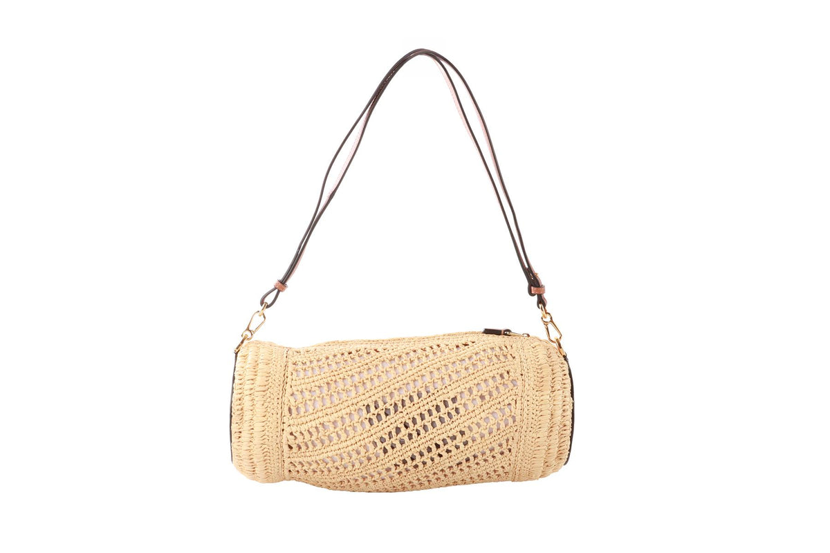 LOEWE + PAULA'S IBIZA BEIGE BRACELET RAFFIA SHOULDER BAG
