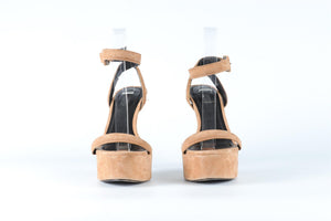 ALEXANDER WANG BROWN SUEDE PLATFORM SANDALS EU 37 UK 4 US 7