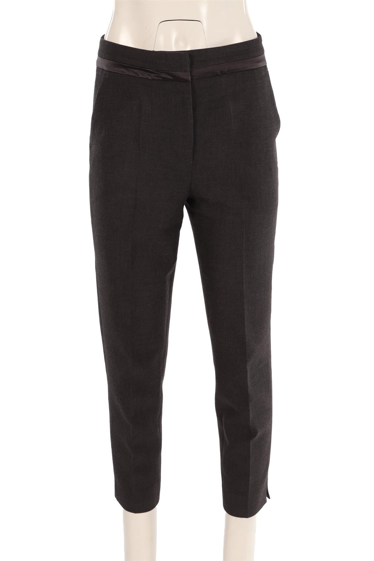 PESERICO GREY WOOL STRAIGHT LEG PANTS IT 42 UK 10