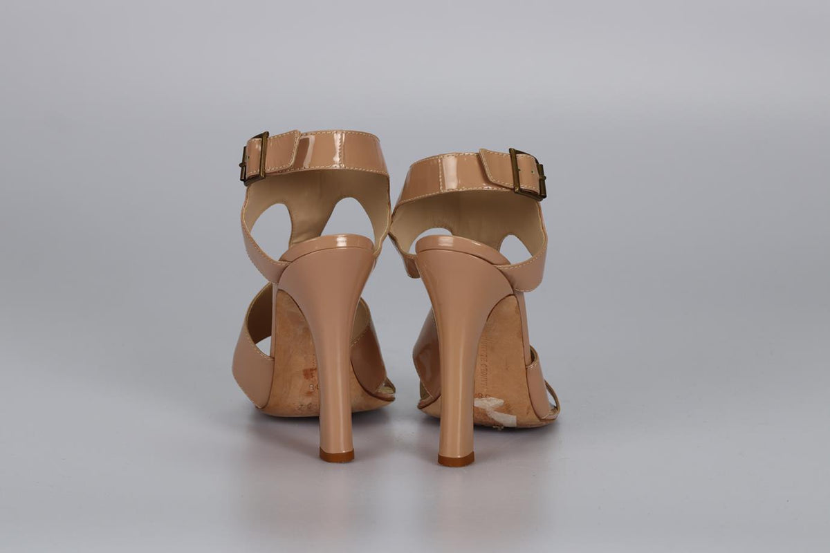 MANOLO BLAHNIK PATENT LEATHER SANDALS EU 38 UK 5 US 8