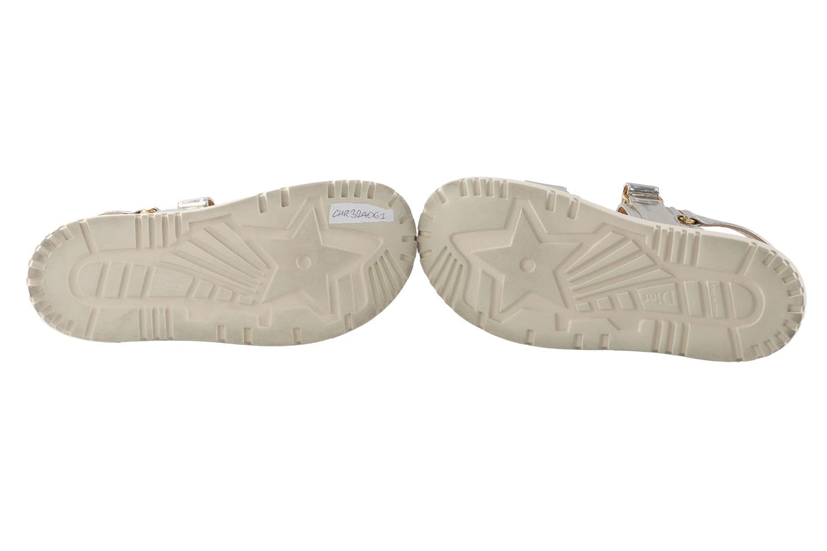 CHRISTIAN DIOR GOLD DIORACT LEATHER SANDALS EU 38 UK 5 US 8