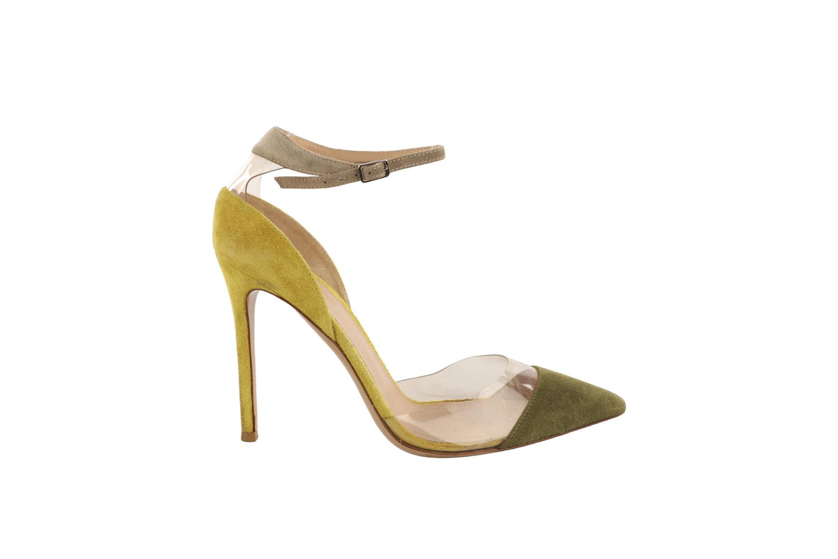 GIANVITO ROSSI GREEN SUEDE PUMPS EU 38 UK 5 US 8