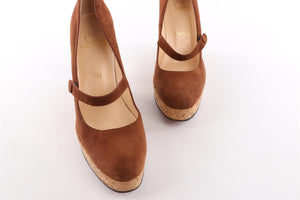 CHRISTIAN LOUBOUTIN BROWN SUEDE WEDGES EU 40 UK 7 US 10