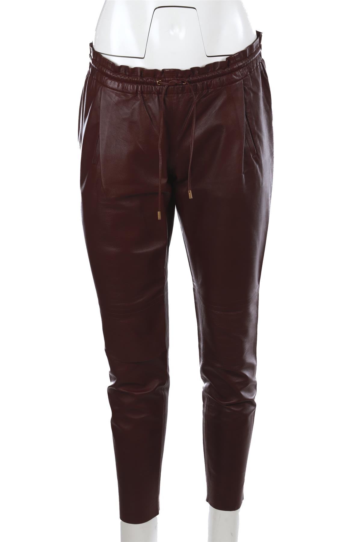 GUCCI BURGUNDY LEATHER TAPERED PANTS IT 40 UK 8
