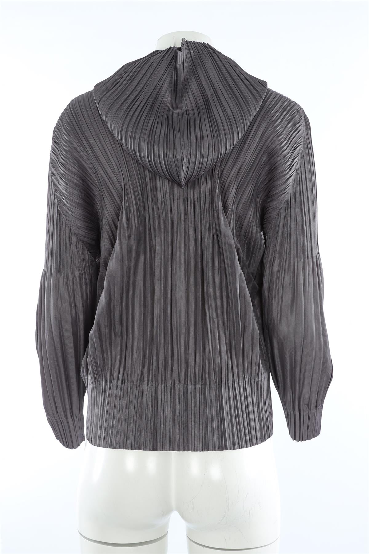 PLEATS PLEASE ISSEY MIYAKE GREY WOVEN JACKET JP 4 UK 12