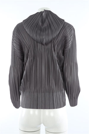 PLEATS PLEASE ISSEY MIYAKE GREY WOVEN JACKET JP 4 UK 12