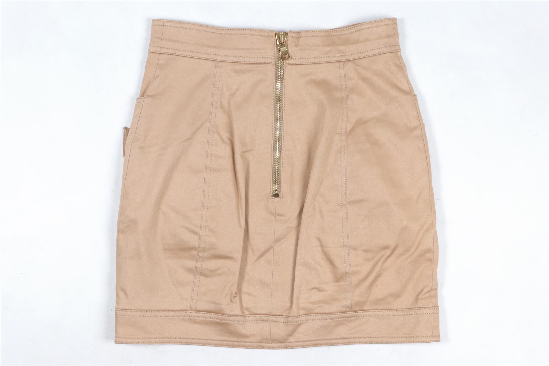 BALMAIN TAN COTTON MINI SKIRT FR 36 UK 8