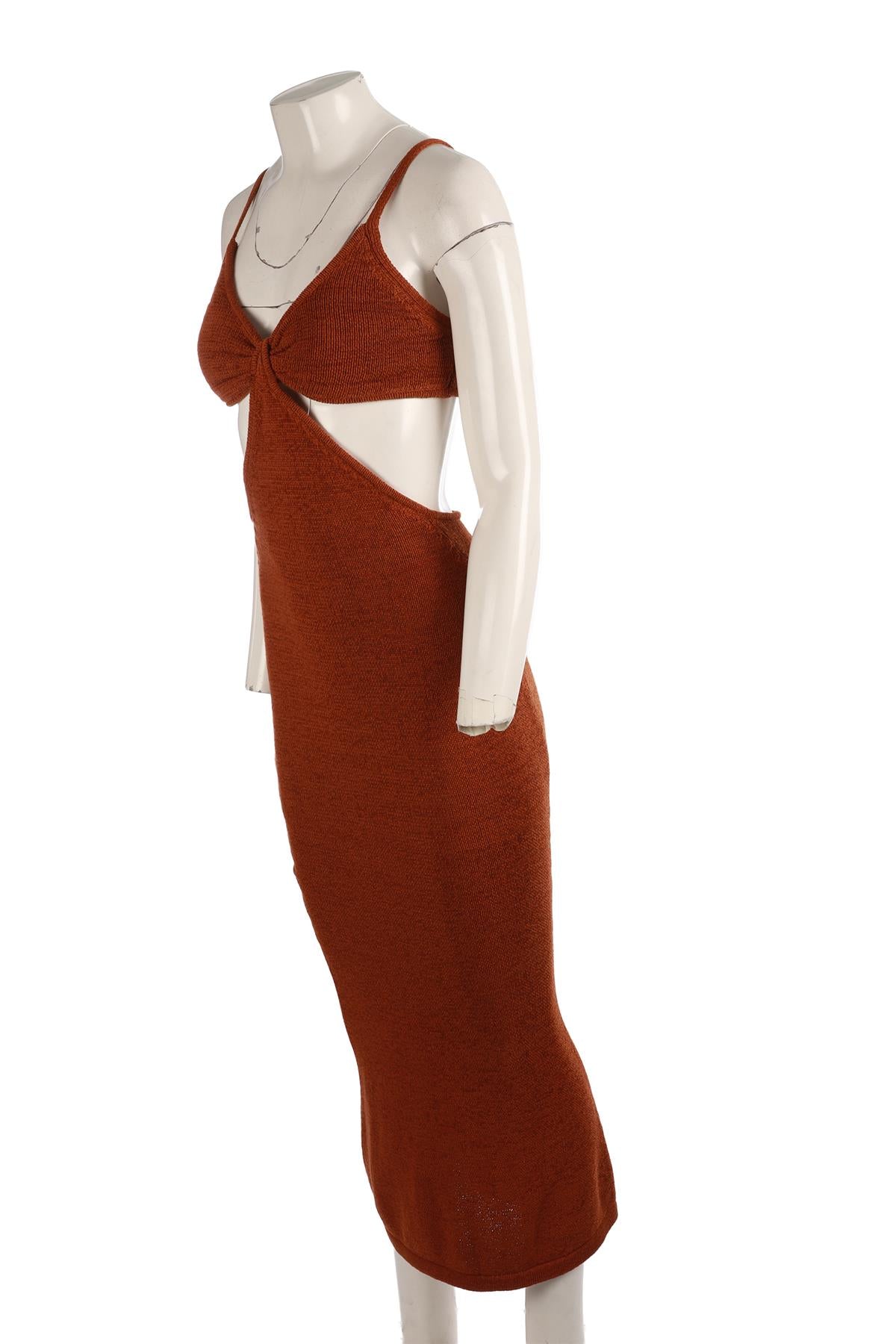CULT GAIA BROWN KNIT MAXI DRESS XSMALL