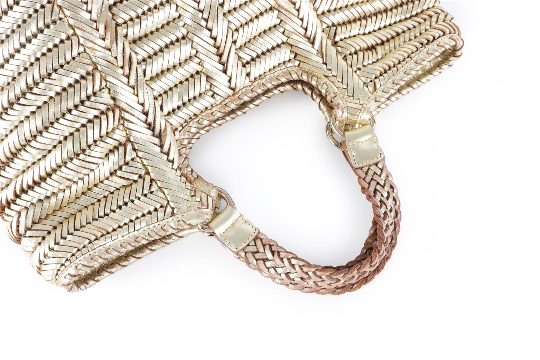 ANYA HINDMARCH GOLD LEATHER TOTE BAG