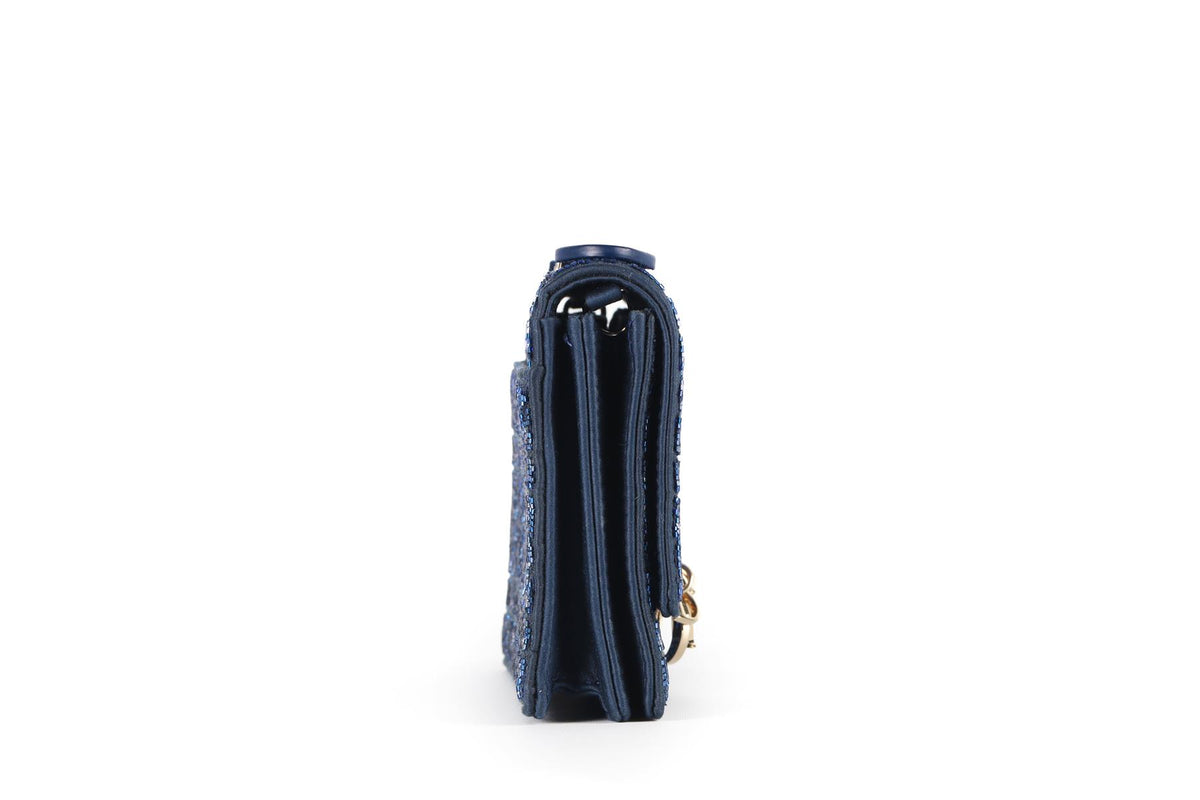 CHRISTIAN DIOR BLUE MY DIOR MINI BEAD AND SATIN CLUTCH