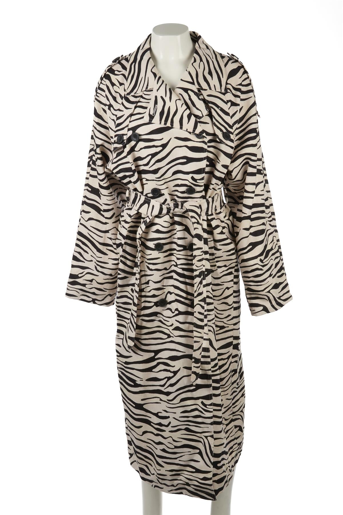 MEOTINE ECRU KIRA LINEN TRENCH COAT XSMALL