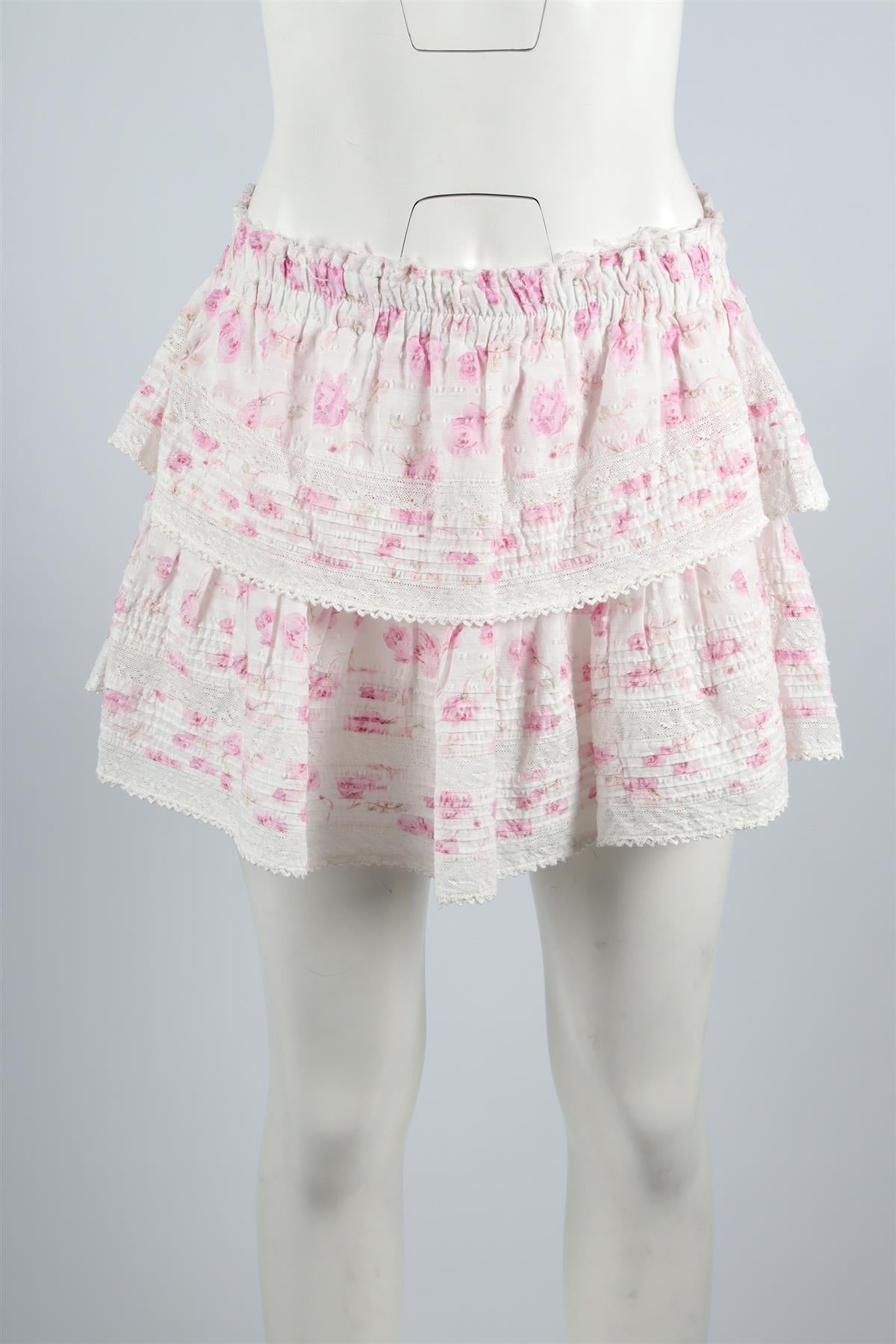 LOVESHACKFANCY WHITE COTTON MINI SKIRT MEDIUM