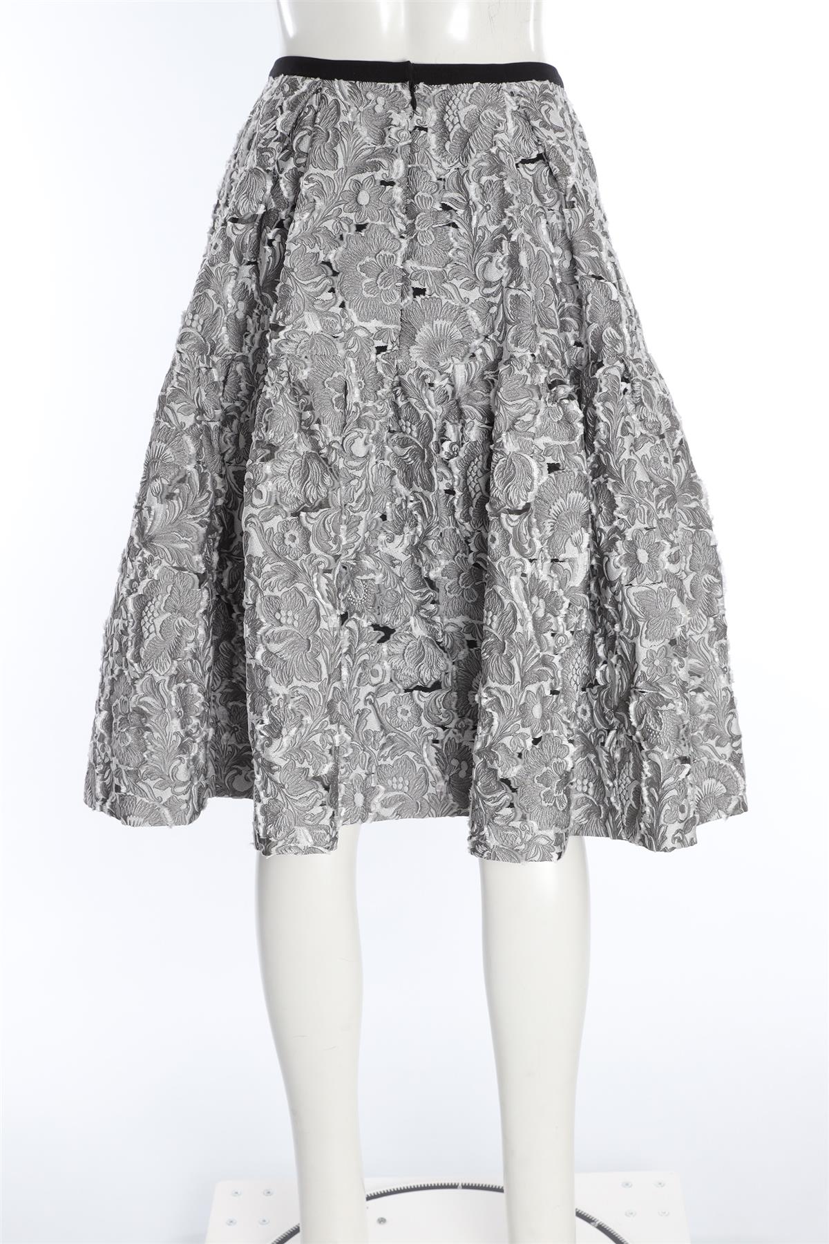 ERDEM GREY JACQUARD MIDI SKIRT UK 10