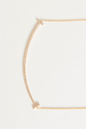 TIFFANY & CO. T SMILE LARGE 18K ROSE GOLD AND DIAMOND NECKLACE