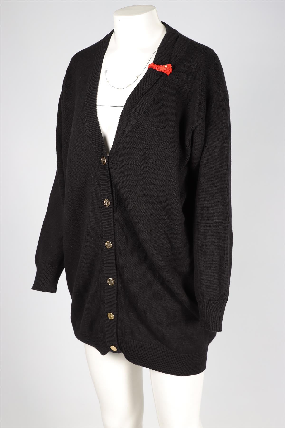 LOEWE BLACK WOOL CARDIGAN XSMALL