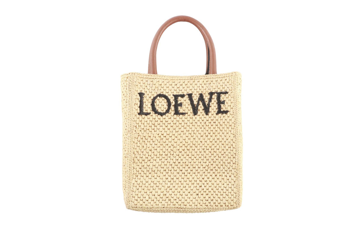 LOEWE BEIGE STANDARD A5 RAFFIA TOTE BAG