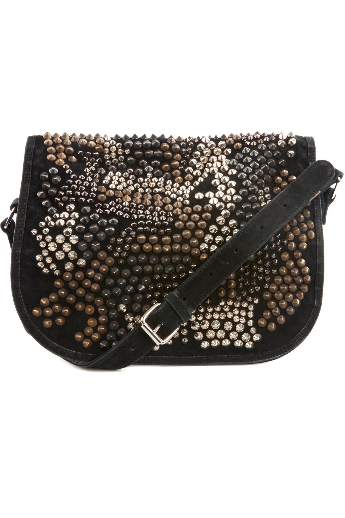 BALMAIN BLACK SUEDE SHOULDER BAG