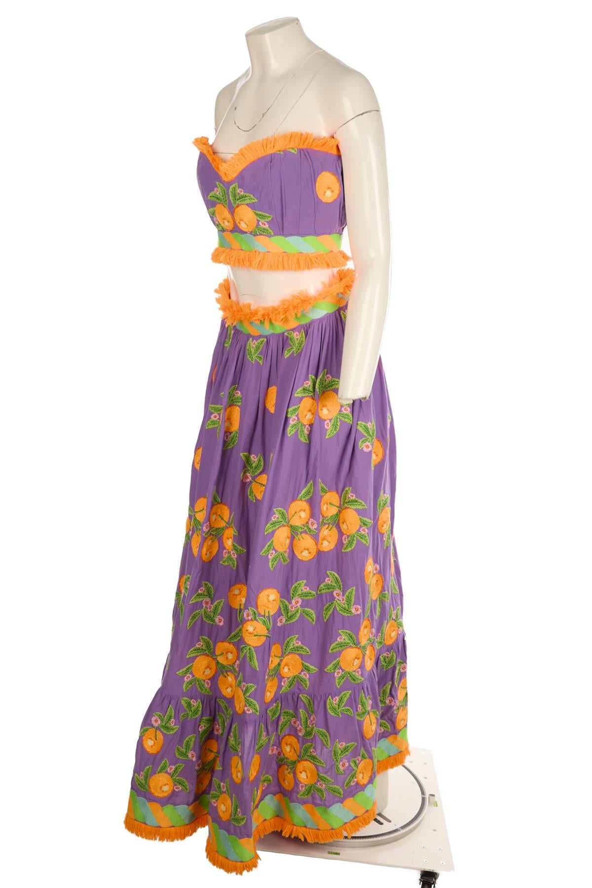 YULIYA MAGDYCH PURPLE COTTON TOP AND SKIRT SET SMALL