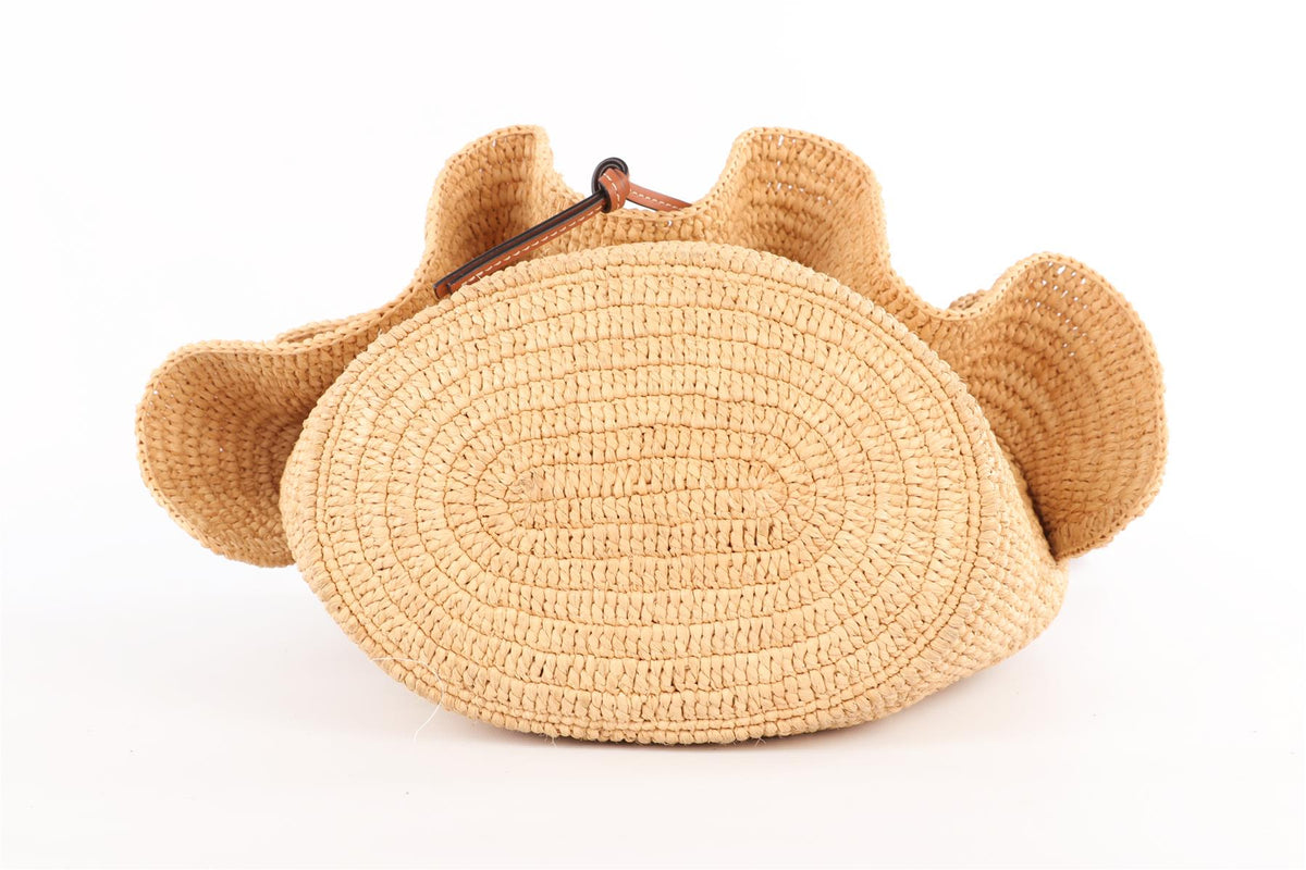 LOEWE X PAULA'S IBIZA BEIGE BALLOON RAFFIA SHOULDER BAG