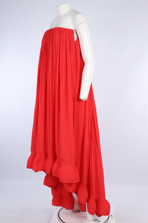LANVIN RED SATIN MAXI DRESS FR 36 UK 8