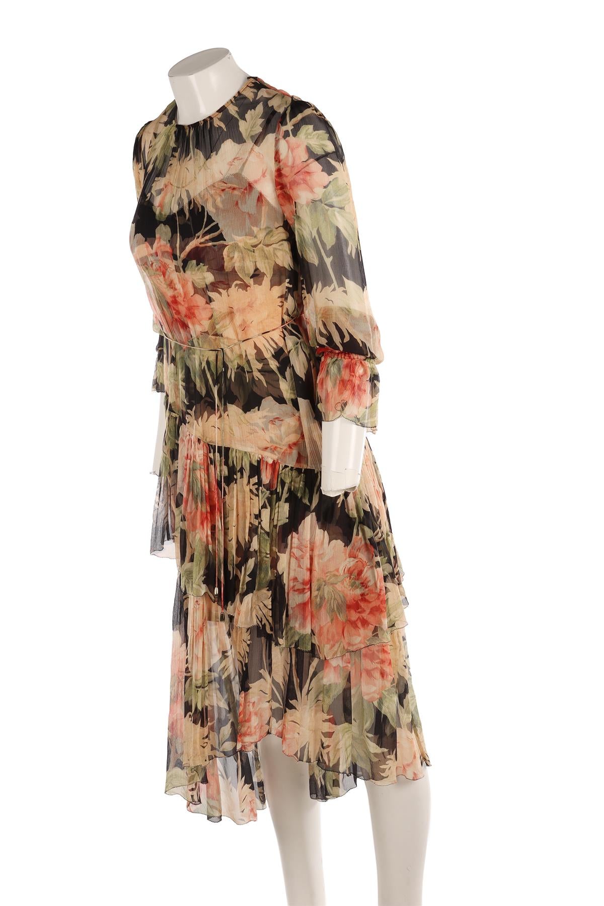 ZIMMERMANN MULTI SILK MIDI DRESS UK 8