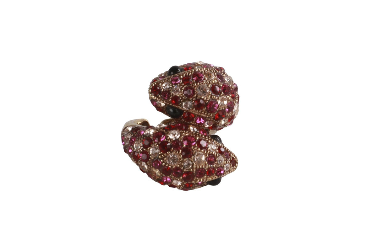 ROBERTO CAVALLI PINK CRYSTAL AND GOLD TONE RING