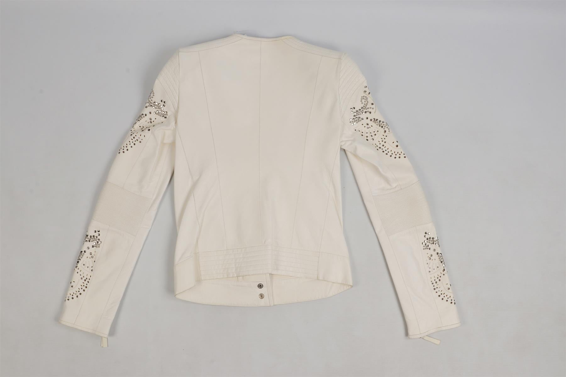 ROBERTO CAVALLI WHITE LEATHER JACKET IT 38 UK 6