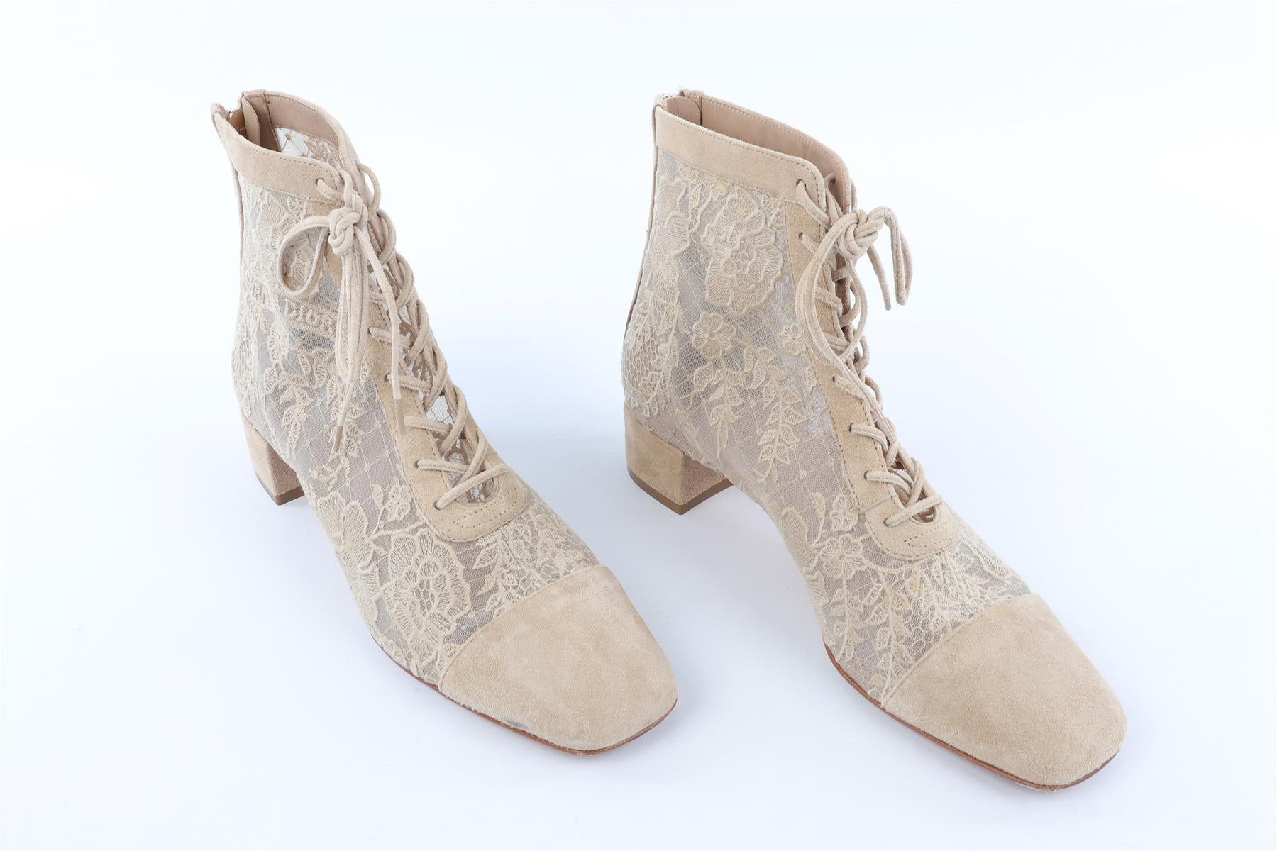 CHRISTIAN DIOR BEIGE NAUGHTILY-D SUEDE ANKLE BOOTS EU 38 UK 5 US 8