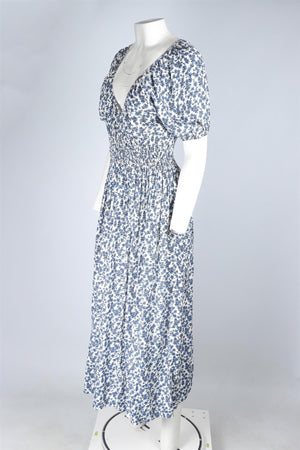 FAITHFUL THE BRAND BLUE RAYON MAXI DRESS UK 8