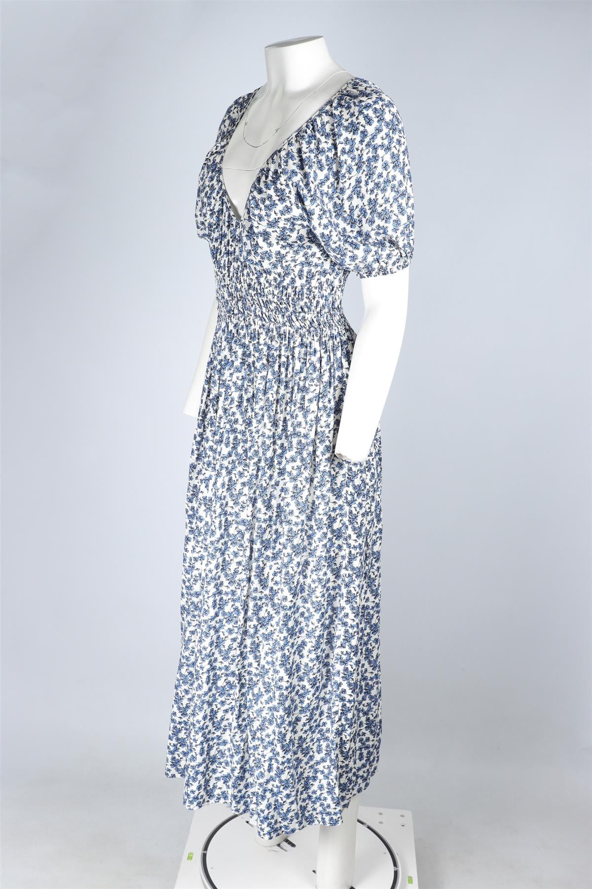 FAITHFUL THE BRAND BLUE RAYON MAXI DRESS UK 8