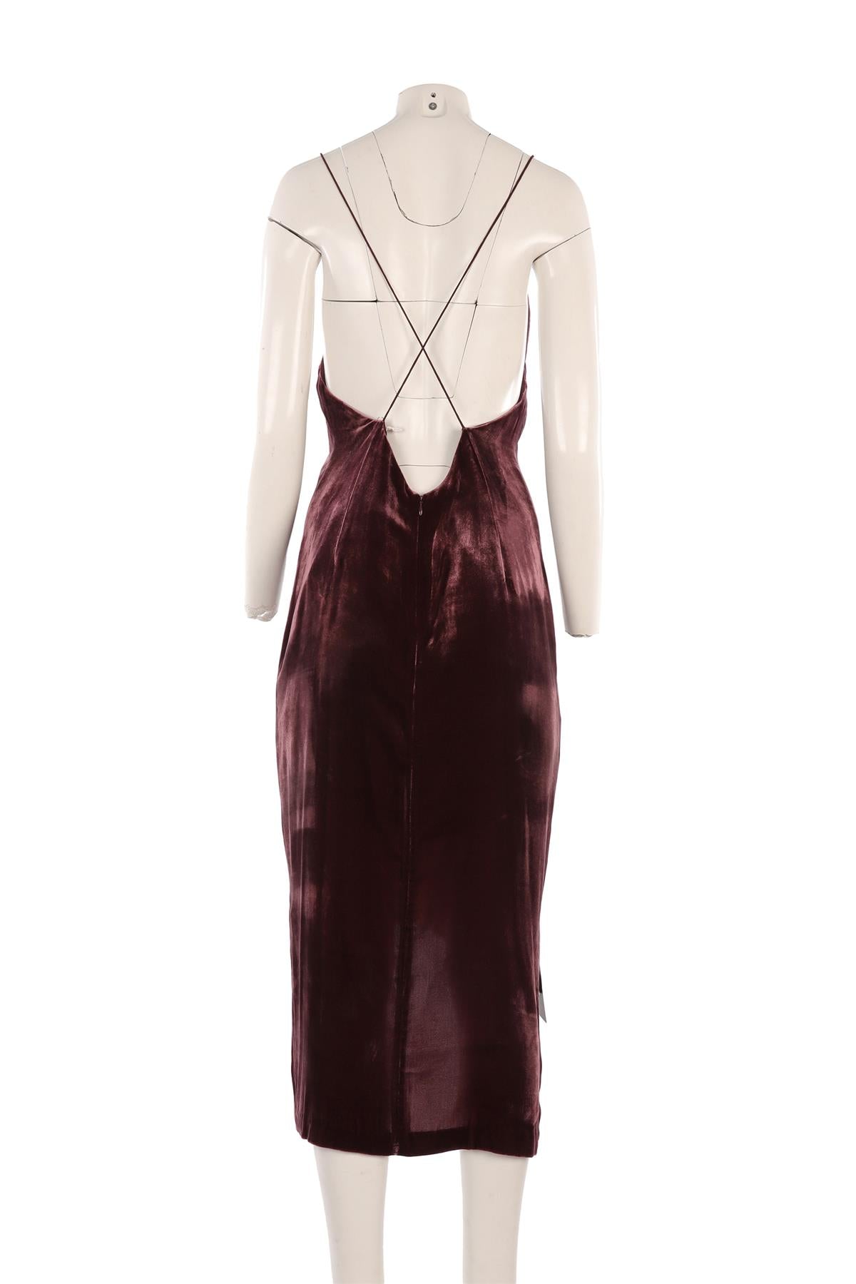 DION LEE PURPLE VELVET MIDI DRESS UK 10