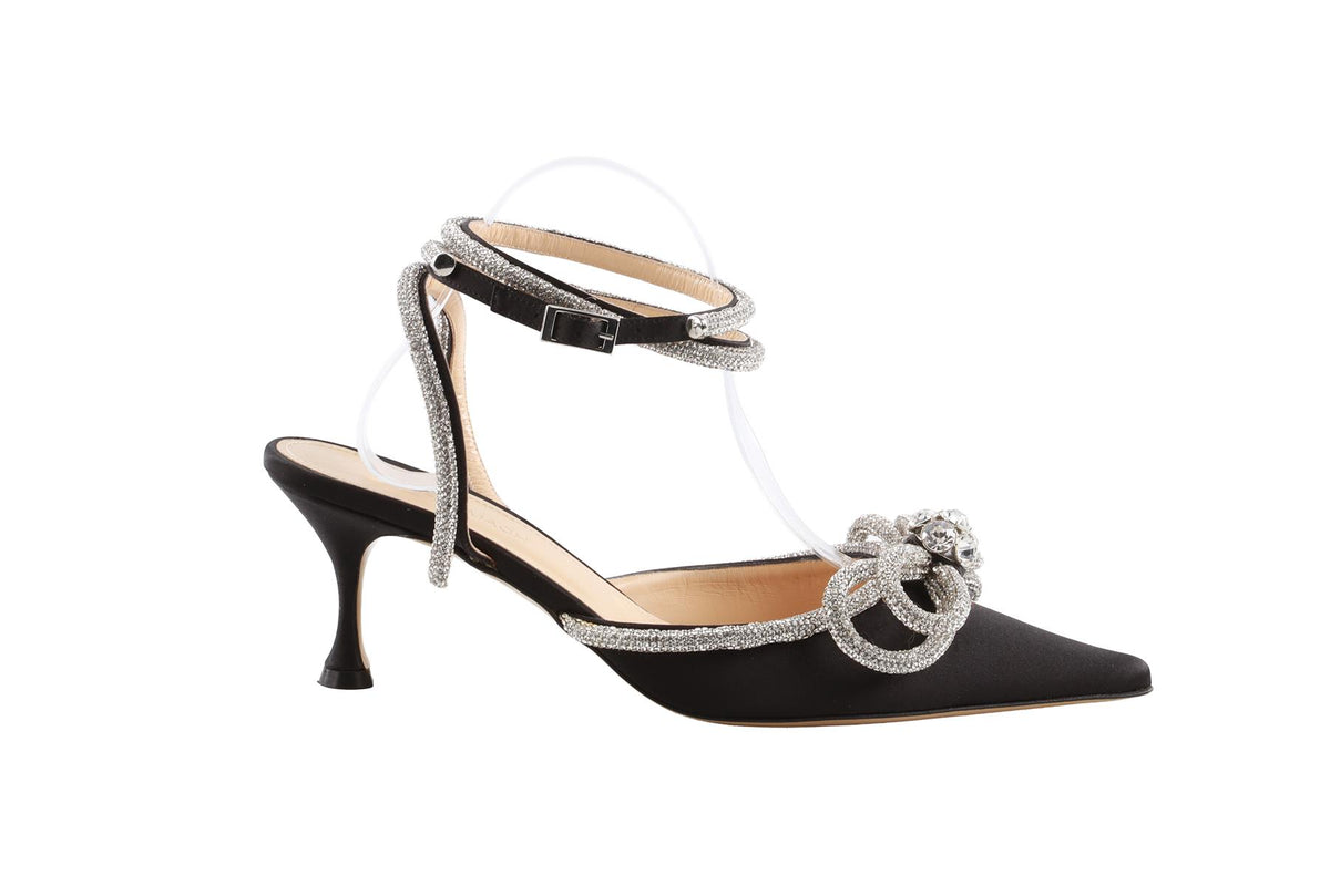 MACH & MACH BLACK CRYSTAL AND SATIN PUMPS EU 39 UK 6 US 9