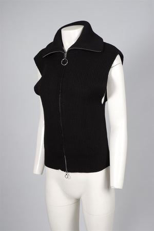 PACO RABANNA BLACK WOOL VEST XLARGE