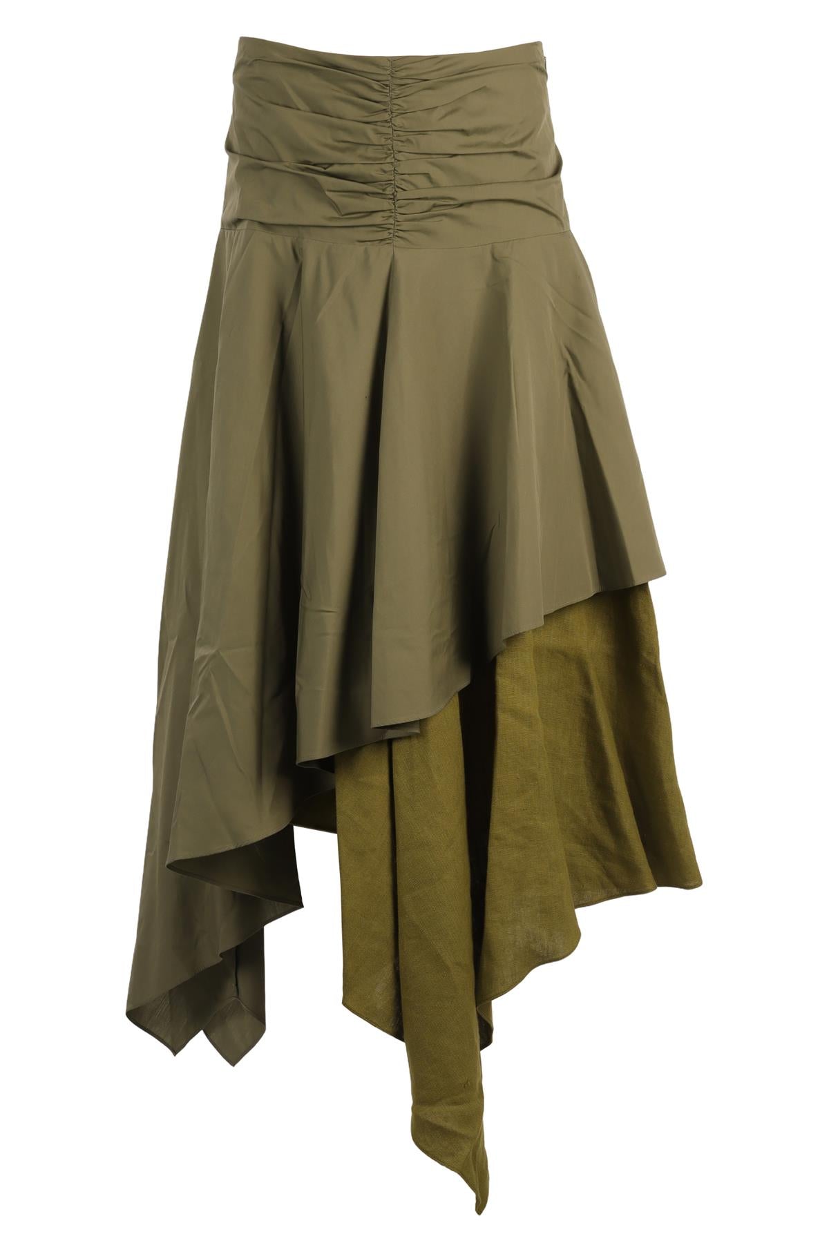 LOEWE GREEN COTTON MIDI SKIRT FR 40 UK 12