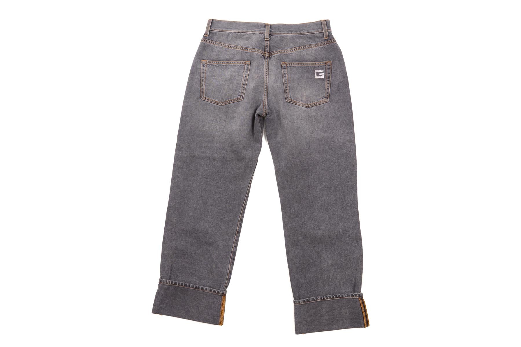 GUCCI GREY HIGH RISE STRAIGHT LEG JEANS W28