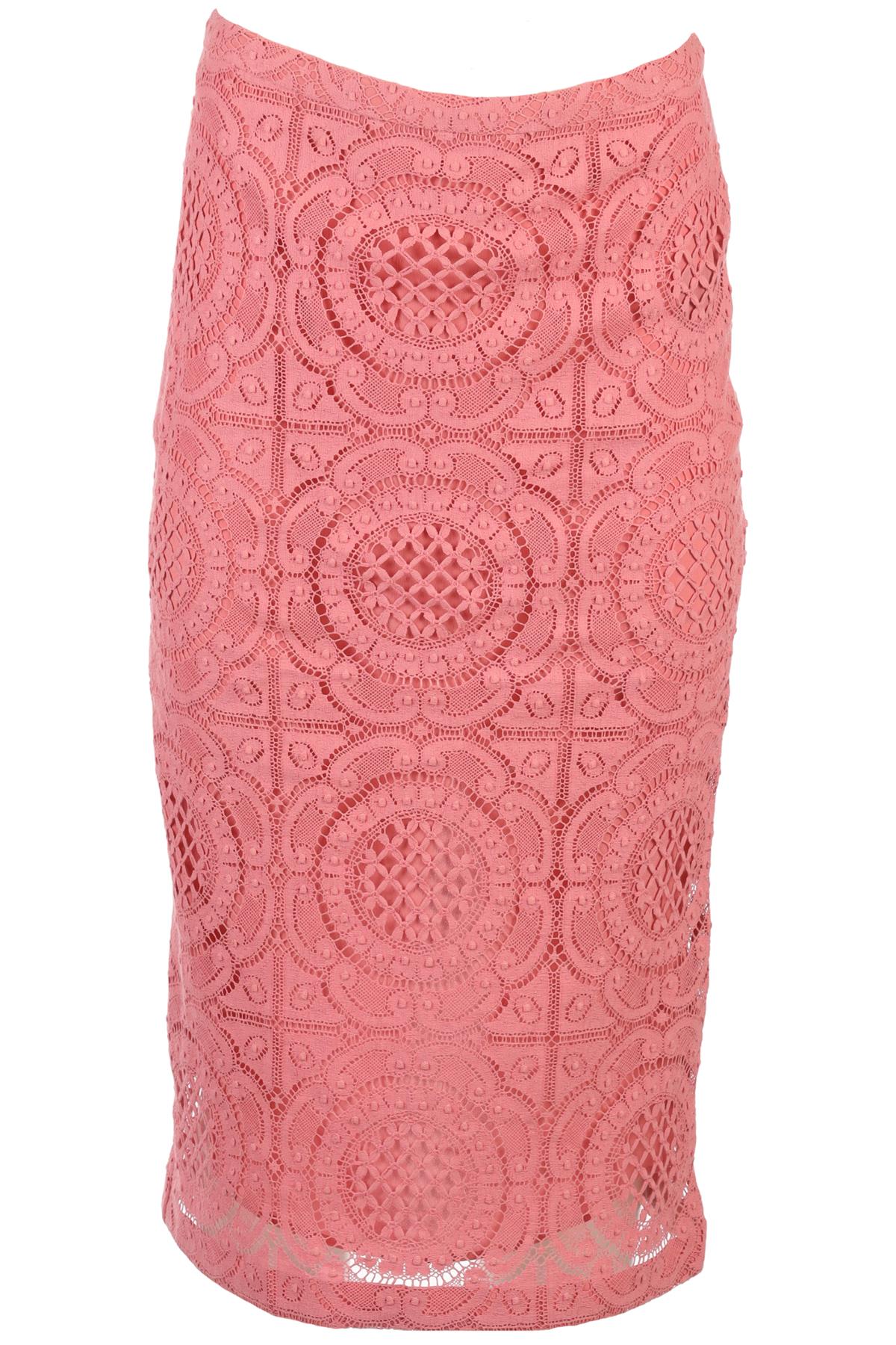 BURBERRY PINK LACE MIDI SKIRT IT 42 UK 10