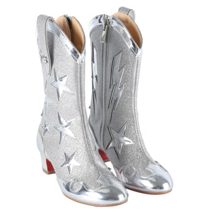 CHRISTIAN LOUBOUTIN SILVER KIDS GIRLS GIDDY BOOTS EU 27 UK 9 US 10