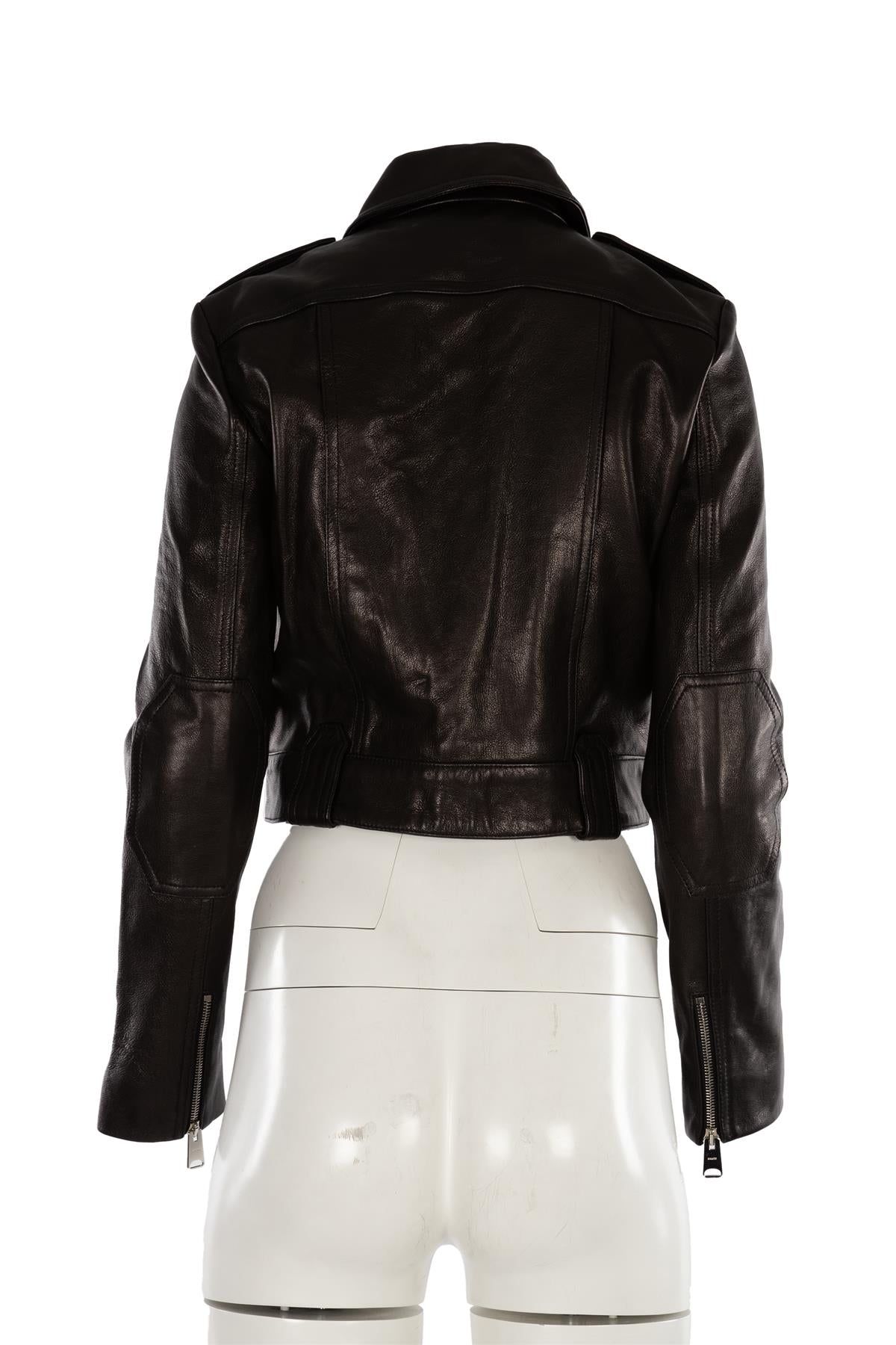 KHAITE BLACK CORDELIA LEATHER JACKET US 2 UK 6