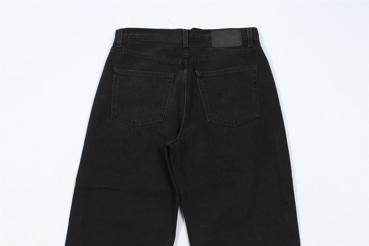 GRLFRND BLACK HIGH RISE WIDE LEG JEANS W24 UK 6