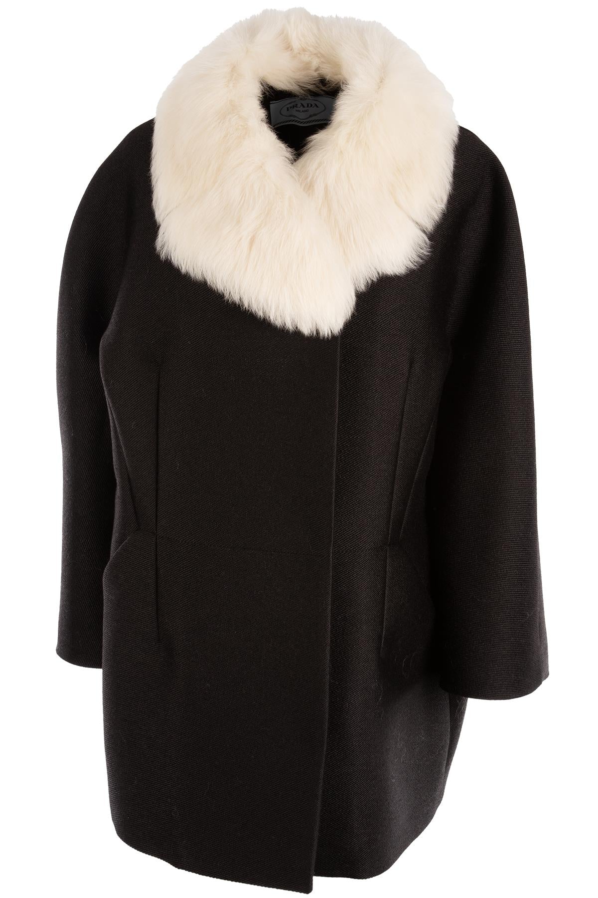 PRADA BLACK WOOL COAT IT 44 UK 12