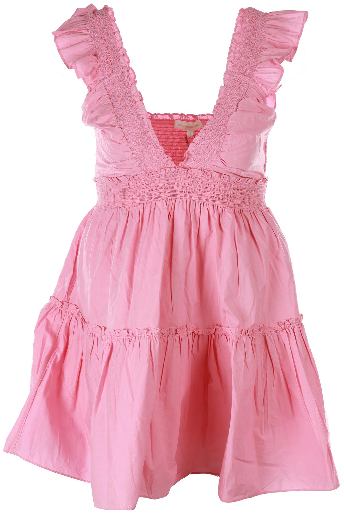 LOVESHACKFANCY PINK COTTON MINI DRESS