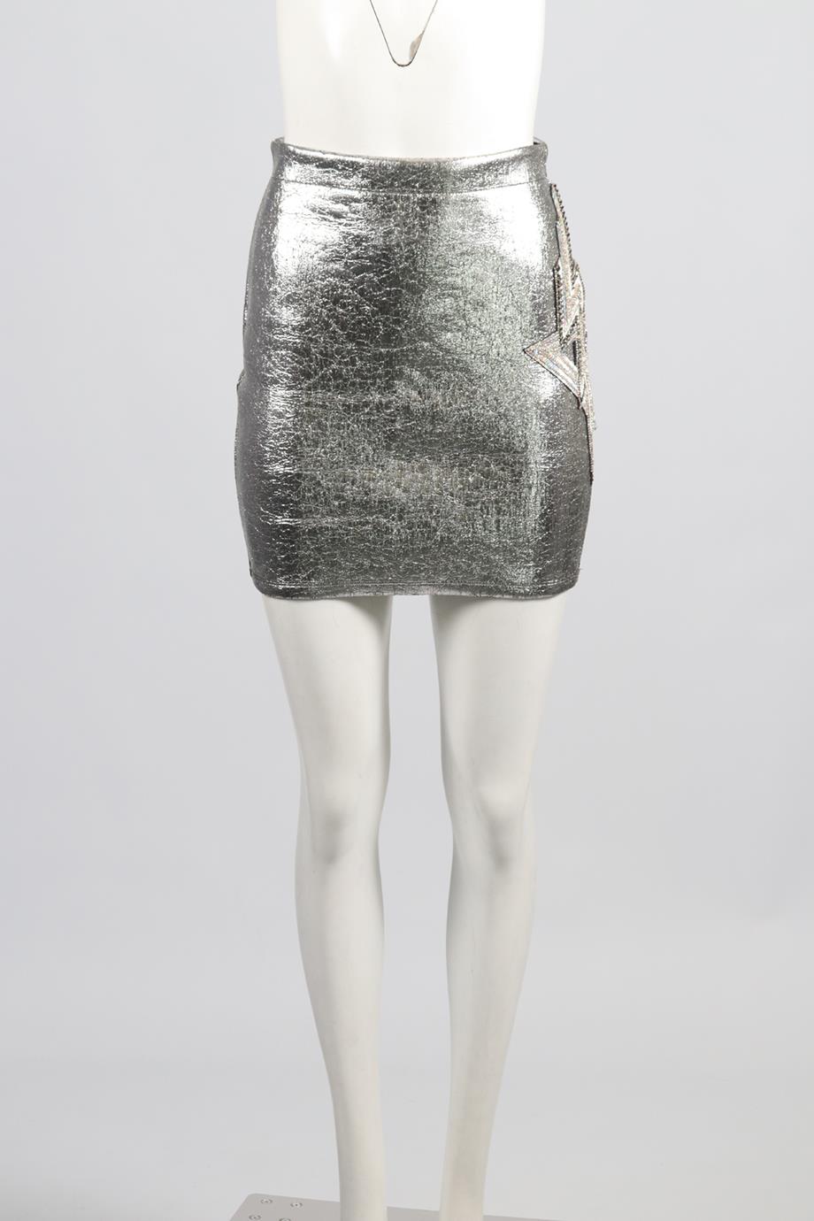 BALMAIN CRYSTAL AND JERSEY MINI SKIRT FR 38 UK 10