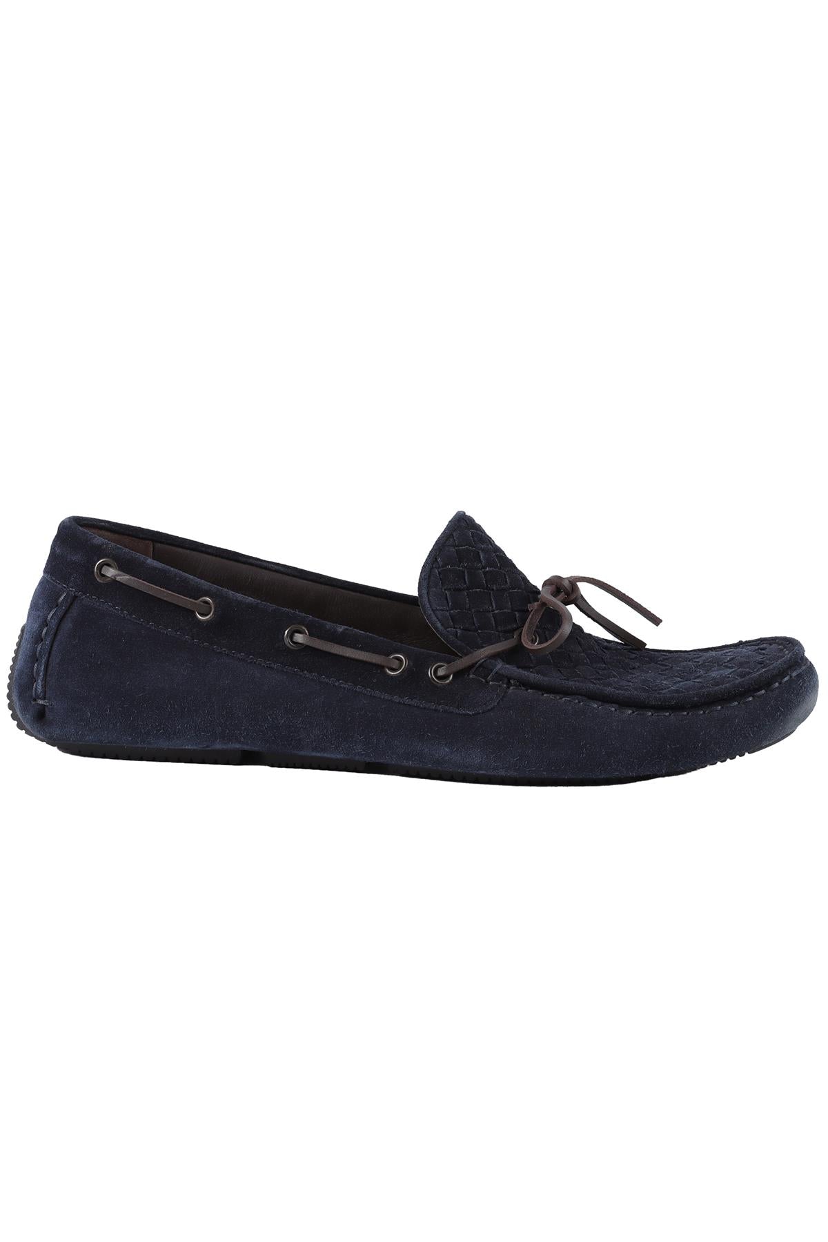 BOTTEGA VENETA NAVY MEN'S INTRECCIATO SUEDE LOAFERS EU 43.5 UK 9.5 US 10.5