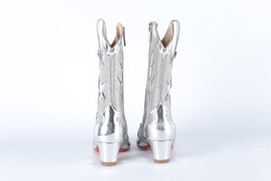 CHRISTIAN LOUBOUTIN SILVER KIDS GIRLS GIDDY BOOTS EU 27 UK 9 US 10